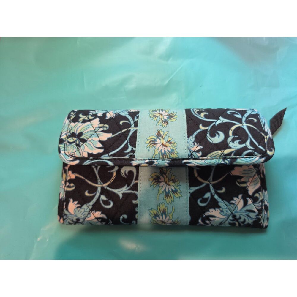 Quilted Women's Wallet from Lemon Hill- black and blue paisley